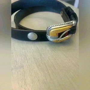 Leather Western Gold and Silver Concho Belt